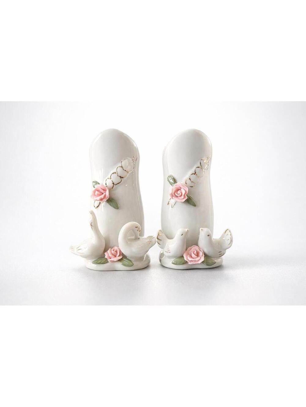 Vintage Ceramic Swan Dove Bud Vases Set, Romantic Cottagecore Floral Decor